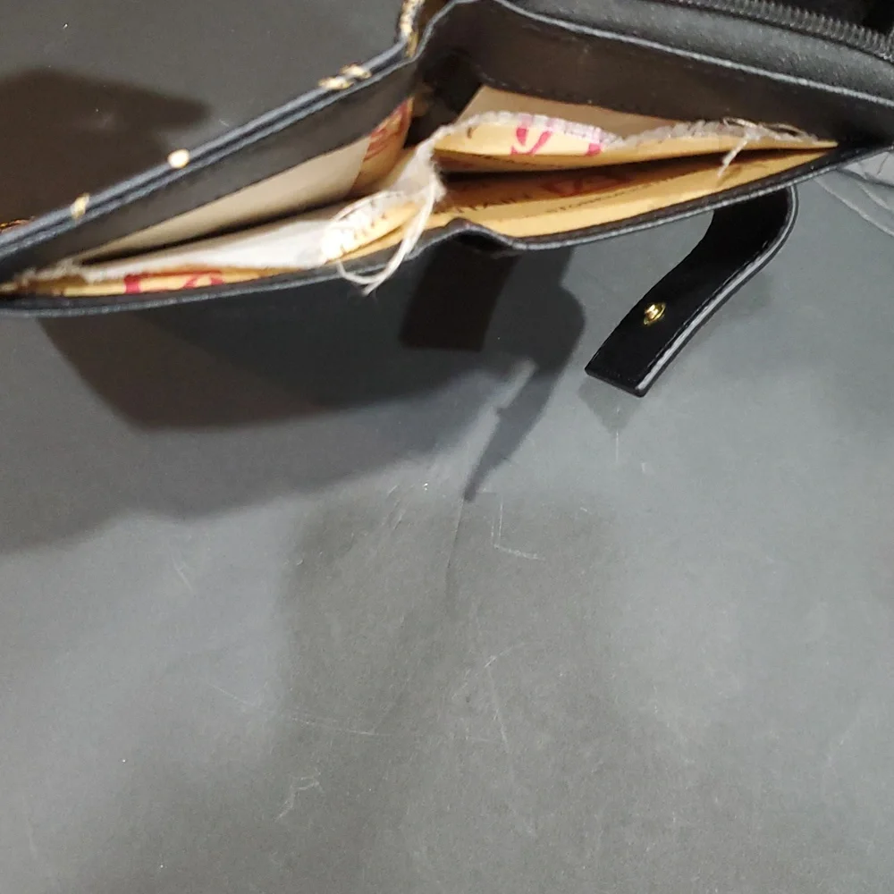 Stone Mountain black festive gold chain multi zip around‎ wallet